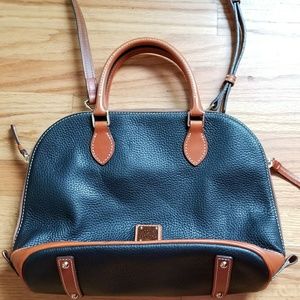 Leather pebble grain zip zip satchel